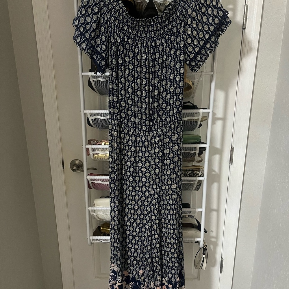 Xhilaration Blue and White romper
